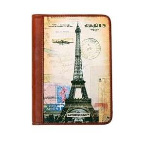 Leather Passport Holder Eiffel Tower/ Moulin Rouge  