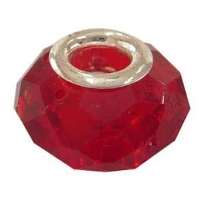  Faceted Glass European Large Hole Beads Fit Pandora Red 