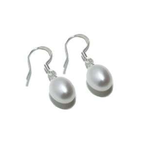  Silver coated with White Pearl Dangling Earrings Jewelry