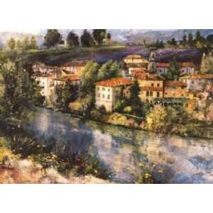  Dennis Carney 37W by 27H  Village on the Arno CANVAS 