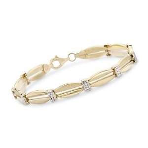  14kt Two Tone Gold Bar Link Bracelet. 7.25 Jewelry