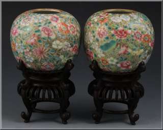 Fine Pair of Chinese Hongxian Mark & Period Rose Bowls  