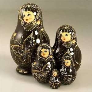   Doll Stacking Matryoshka LADY WITH BUTTERFLY. Matreshka Folk Russian