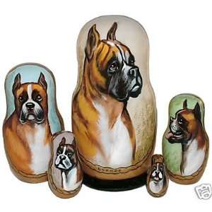  Boxer on Russian Nesting Dolls. dogs. 