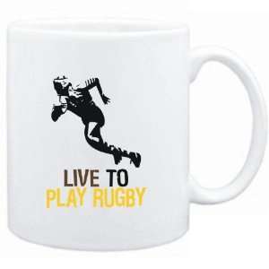  Mug White  LIVE TO play Rugby  Sports