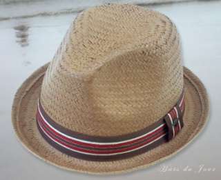   Caramel Natural Straw Stingy Brim Fedora Styled Hat   Rocco   O/S