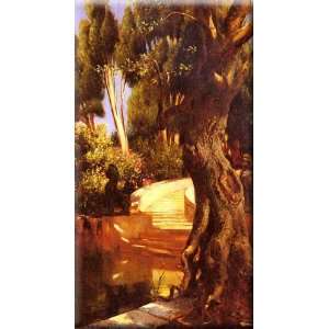   Staircase Under The Trees 9x16 Streched Canvas Art by Ernst, Rudolf