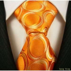  *NEW* DENG YING orange JACQUARD WOVEN Mens Designer Silk 