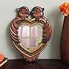 OWL HEART~~Handmade Wood Frame Heart Shape MIRROR Wall Decor~~Novica 
