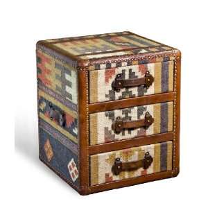  Balsam Rustic Kilim Leather Covered Side Table