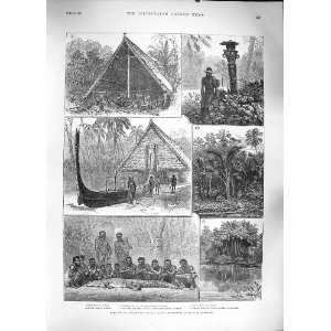  1889 SOLOMON ISLANDS RUBIANA HEAD HUNTING CANOE AOLA