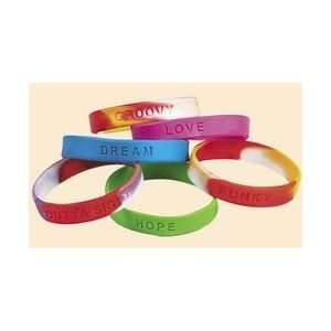 100 pc wholesale lot of kids RUBBER BRACELETS with assorted sayings 