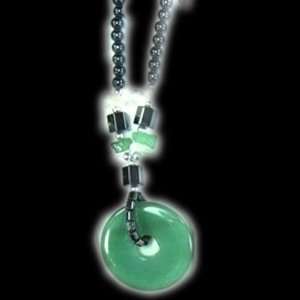  Genuine Jade Circle of Life Necklace with Hematite Beads 