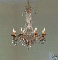 LIGHT WROUGHT IRON CRYSTALS CHANDELIER  