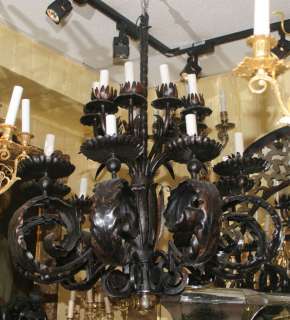 Antique French Wrought Iron 16 Light Chandelier  