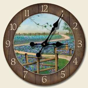  Texas Bluebonnets 12 inch Decorative Wood Wall Clock