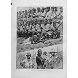  Types Native Soldiers Madagascar Antique Print 1895