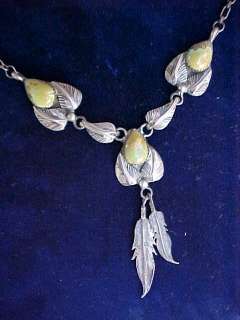 NAVAJO RB RITA BEGAY STERLING FEATHER NECKLACE NR  
