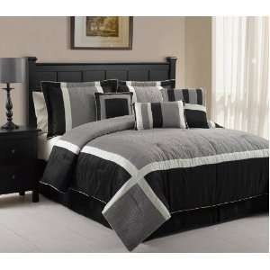  11 Piece King Blaine Black and Grey Bed in a Bag Bedding 