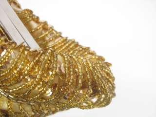 DESIGNER Gold Beaded Sequined Mini Evening Handbag Tote  