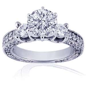   Stone Diamond Antique Engagement Ring Milgrain Vintage SI3 14K Gold