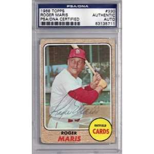  Roger Maris Autographed/Hand Signed 1968 Topps Card PSA 