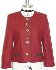 RED WOOL German Short Swing Dress Suit JACKET 36 8 S  