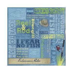  Fishing Paper 12X12 Reel & Rod Collage Arts, Crafts 