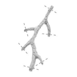  Matte Rhodium Plated Small Twig Branch Pendant Link 37mm 