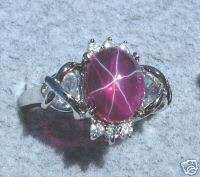   RUBY CREATED SAPPHIRE RED STAR SS RING CAPTURED HEART RHOD .925  