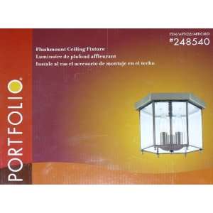  Portfolio Flushmount Hexagonal Ceiling Fixture for 3 Bulbs 