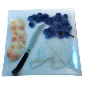  Brie, Crackers & Knife 10 Glass Fusion Plate Kitchen 
