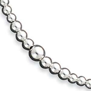  Sterling Silver Graduated Beaded Necklace Jewelry