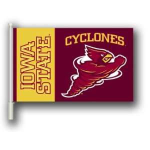  Iowa State Cyclones Car Flag W/Wall Brackett Set Of 2 