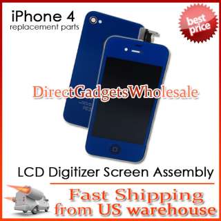 NEW Dark Blue Navy iPhone 4 LCD Digitizer Back Full Assemly Kit  