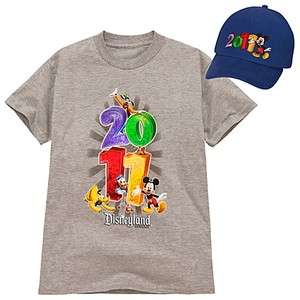 2011 Disneyland Resort Mickey Mouse & Friends Youth Shirt & Hat Set Sz 