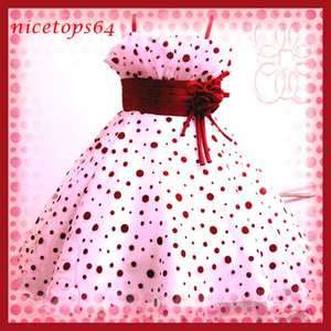 US R809 Reds Polka Dotted Pageant Wedding Party Flower Girls Dresses 