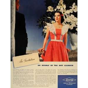  1940 Ad Dow Dowclene Dry Cleaning Red Polka Dot Dress 