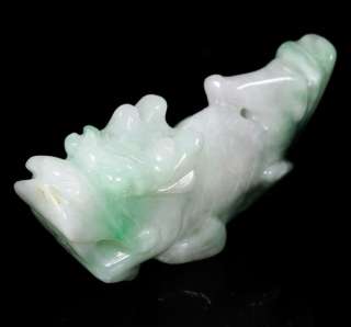 Dragon Head Fish Green White 2 Color Pendant 100% Natural Chinese Jade 