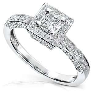  1/2 Carat TW Princess Diamond Engagement Ring in 14k White 