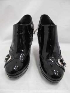 Christian Dior Black Patent Leather Turnlock High Heel Booties 37.5 