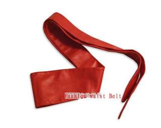 Fashion women red & black butterfly Strap Faux Leather Elastic Waist 