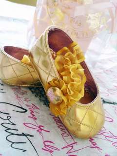 NEW Juicy Couture Baby Girls Gold Quilted Ruffle Ballet Flats Sz. 3 