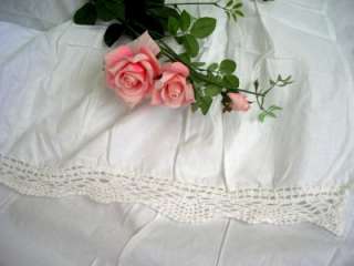 White Hand Crochet Lace Cotton Bed Sheet Skirt Double  