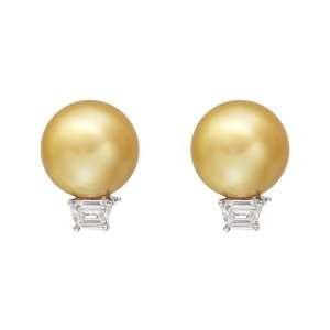  Betteridge Golden South Sea Pearl & Diamond Earrings 