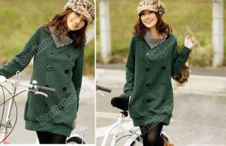 New Fashion Korea Womens Autum Grid Knitting Top Long Coat Jacket 3 