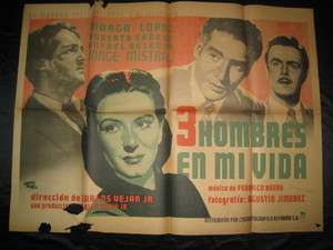 JORGE MISTRAL 3 HOMBRES EN MI VIDA MEXICAN MOVIE POSTER  