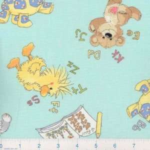  45 Wide Little Suzys Zoo ABC Animals Mint Fabric By The 