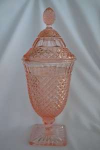 1930s Pink Miss America Depression Glass 11 1/2 Covered Candy Jar 