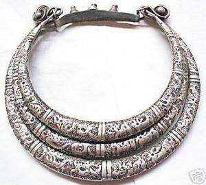 Excellent 3row tibet Hmong Silver necklace  